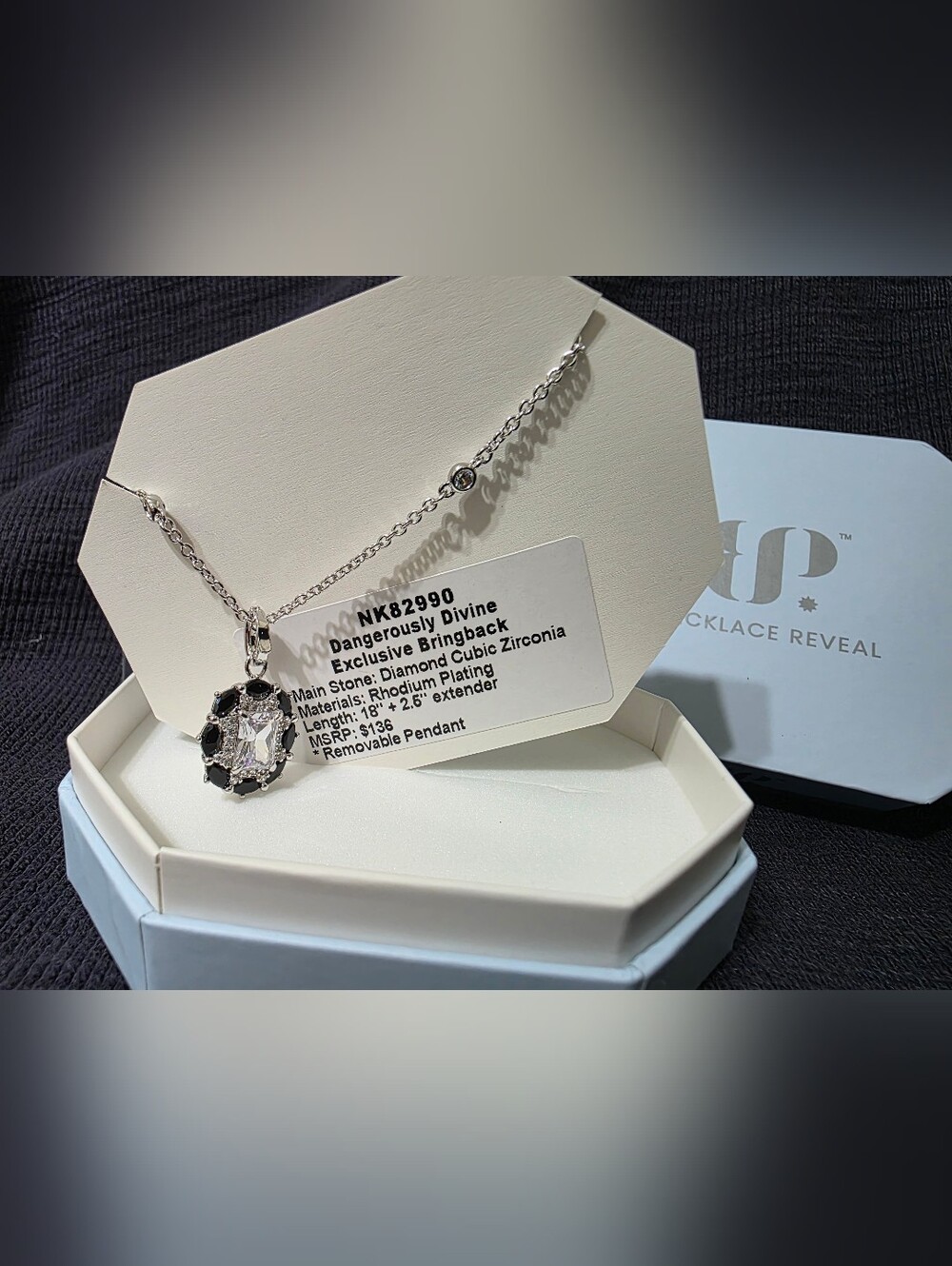 Dangerously Divine Black & Silver Cubic Zirconia Pendant Necklace